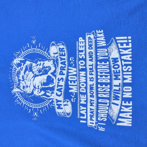 My Cats Prayer Gildan Blue Crewneck Sweatshirt Size Large Vintage Inspired Funny - Picture 3 of 10